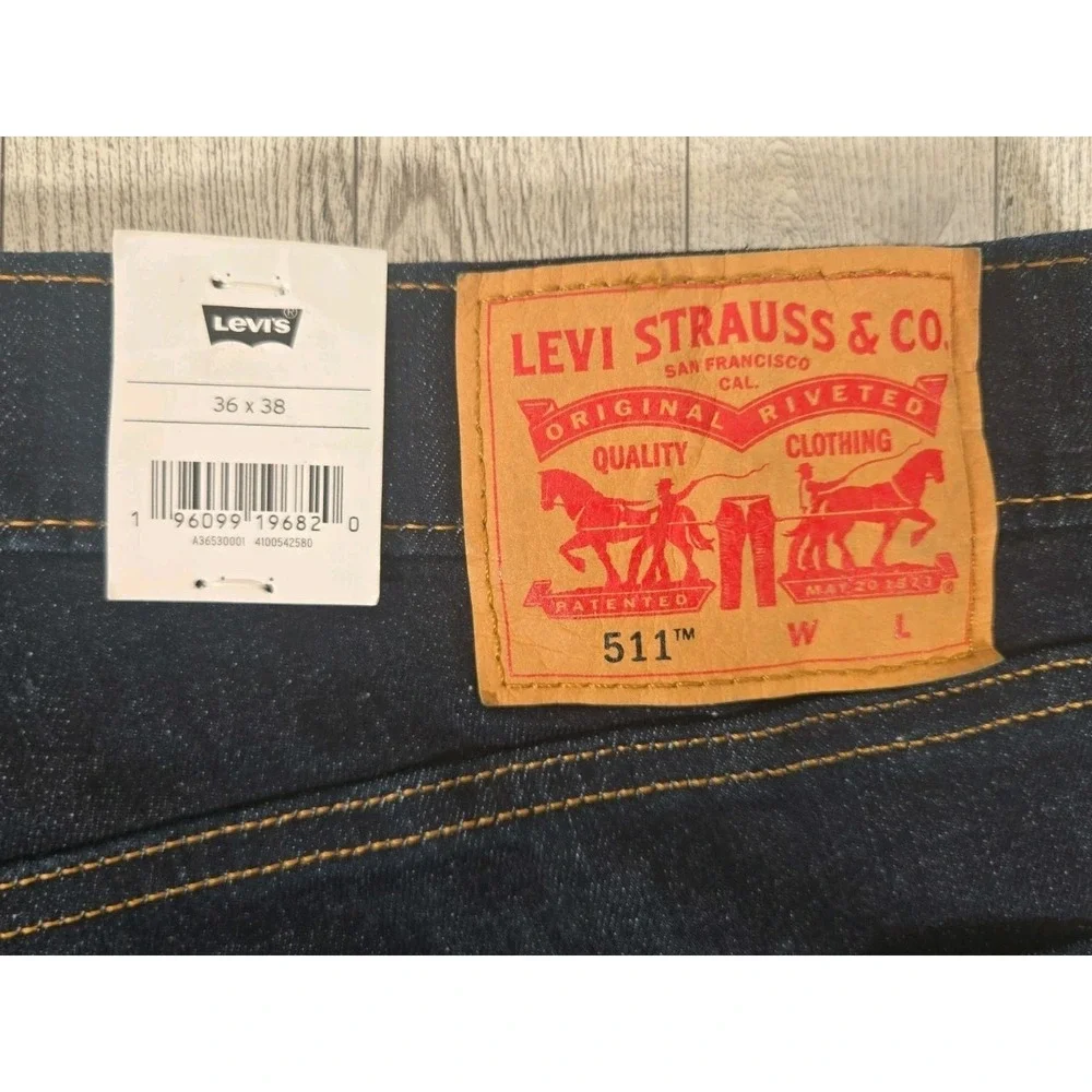 Levi's 511 Slim Jeans 36x38 Mens Stretch Sits Below Waist Slim Throughout NEW